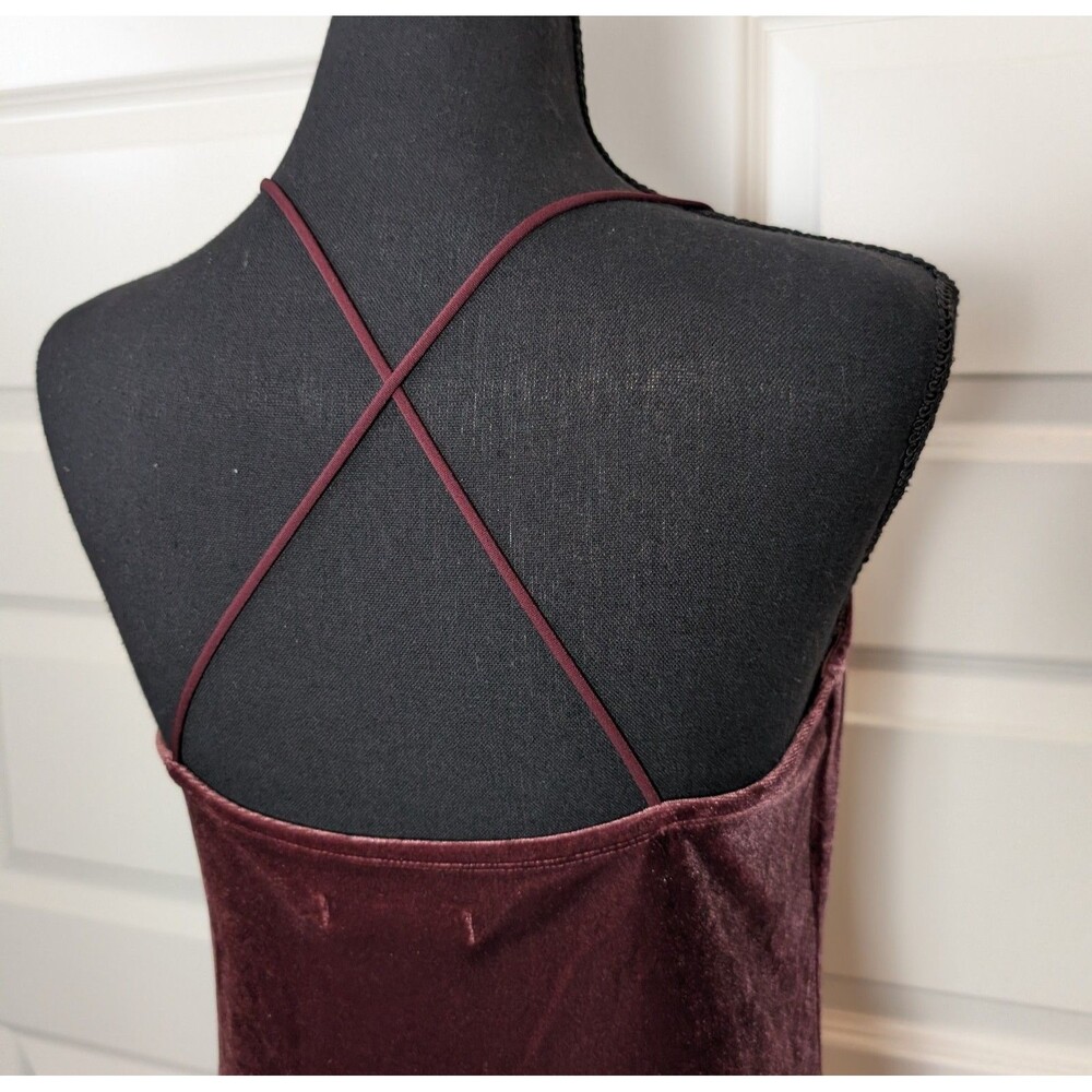 Abercrombie & Fitch Size L Burgundy Wine Velvet Drape Cowl Neck Stretch Bodysuit - Picture 5 of 12